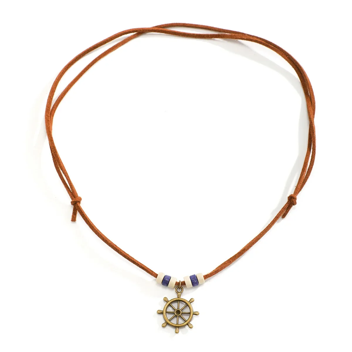 Versatile Simple Men's Necklace Korean Style Velvet Boat Steering Wheel Pendant Crossbody Accessory Fashionable Niche Jewelry
