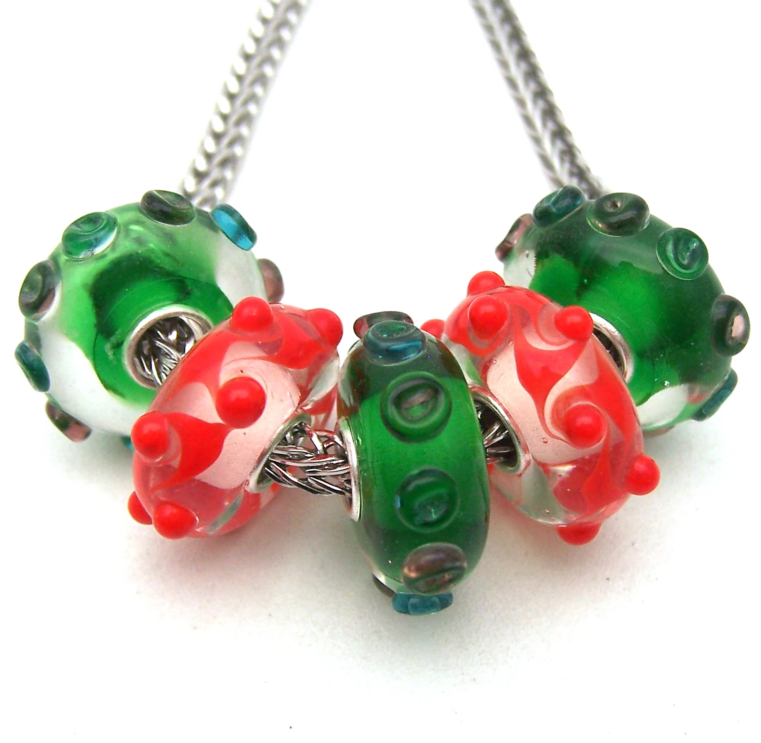 

YG1322 5X 100% Authenticity S925 Sterling Silver Beads Murano Glassbeads beads Fit European Charms Bracelet diy jewelry Lampwork