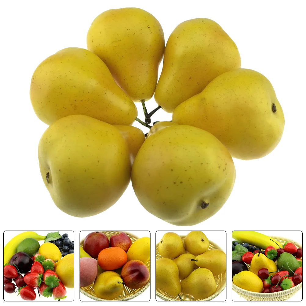 

6pcs Fake Pear Decors Lemon Decorations Interesting Pear Decorations