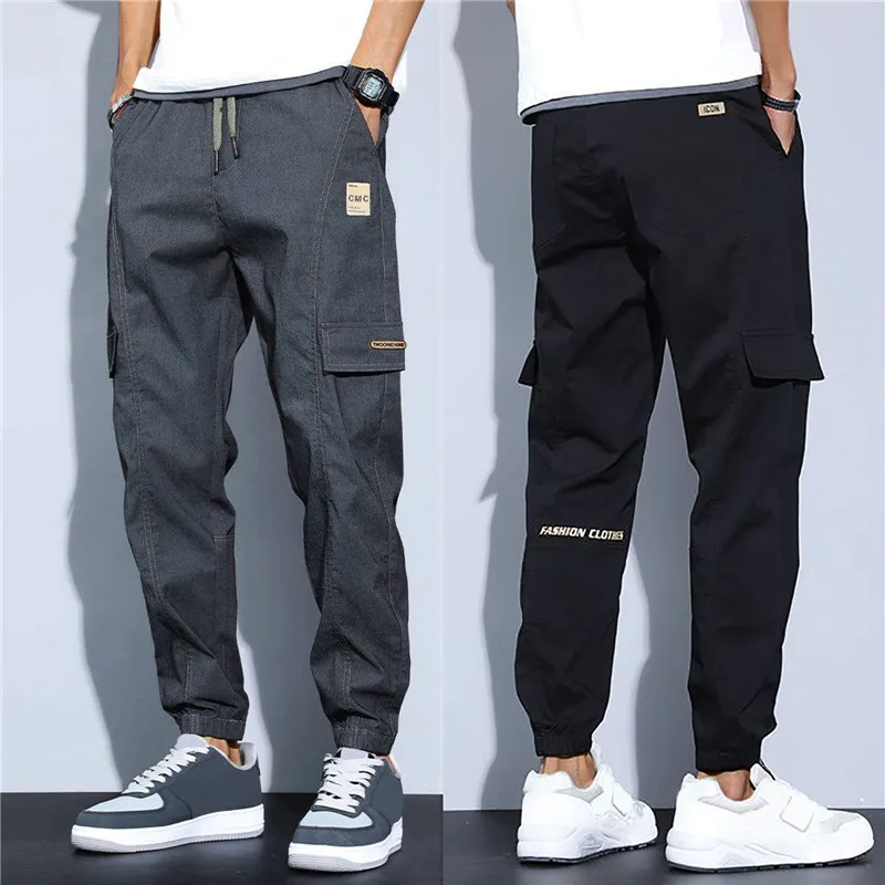 

Harem Men Cotton Waist Summer Cargo Hop Jogger Sweatpants Casual Slim Trousers Spring Pant Korean Pants Thin Elastic Hip Student