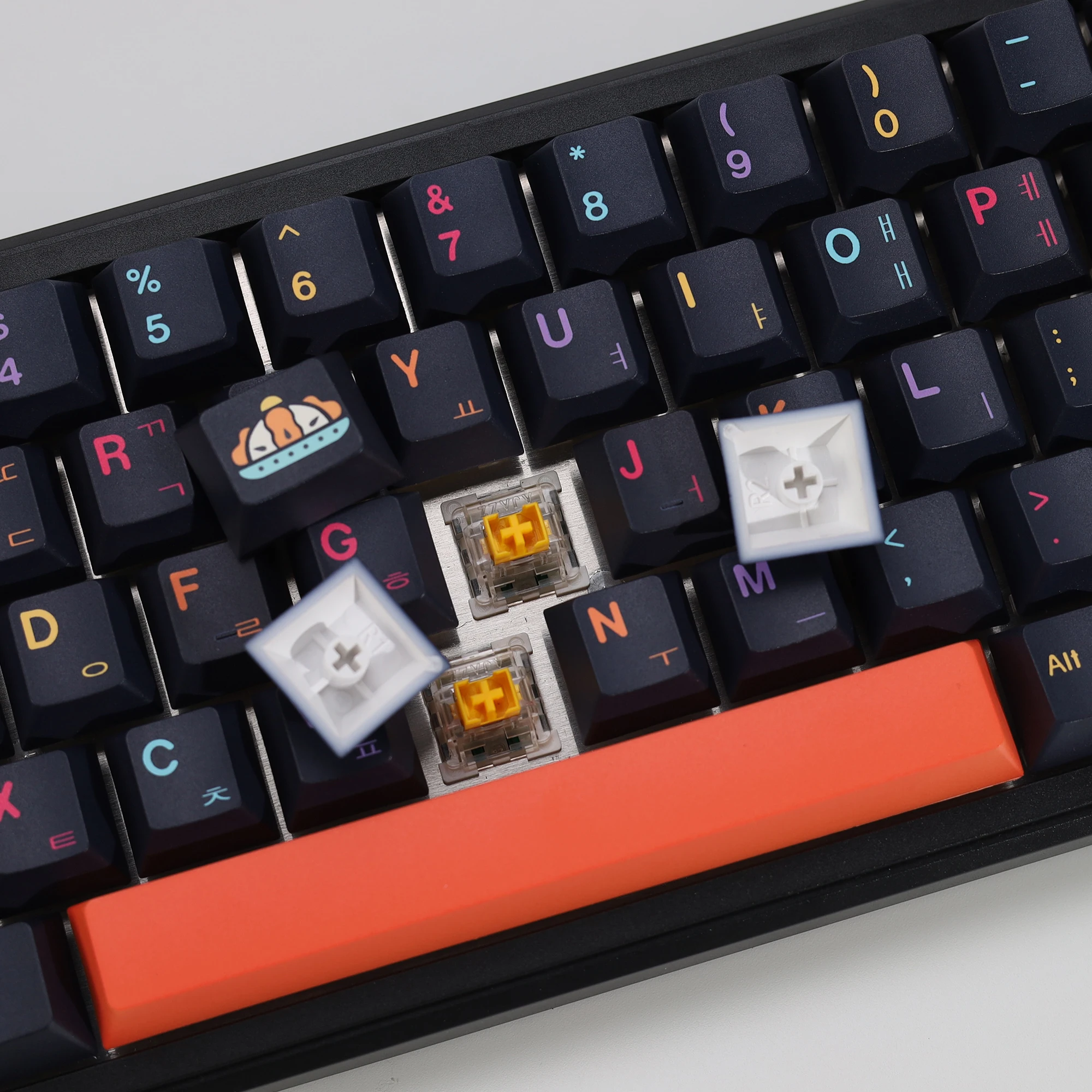 Фото Комплект кейкапов KBDiy GMK: корейские ретро-кейкапы GMK Mictlan Cherry Profile PBT ISO для магнитных переключателей, 60 клавиш, для игровой механической клавиатуры №4