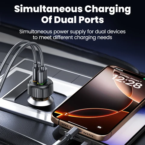 Автомобильное зарядное устройство elough 60 Вт, быстрая зарядка, 30 Вт, автомобильное зарядное устройство USB, прозрачный светодиодный PD, 30 Вт, автомобильное зарядное устройство для телефона типа C