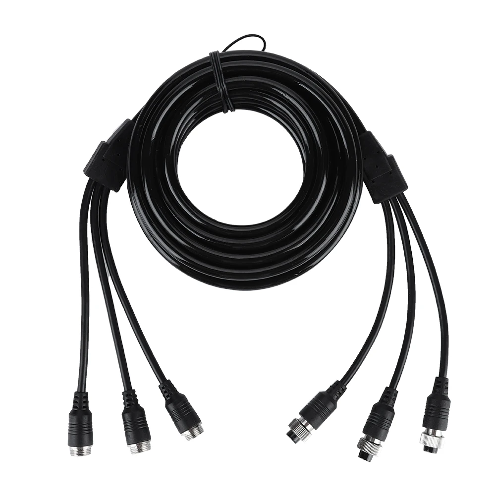 

6 Heads Copper Aviation Connector Extension Cable Shielding Line for Vehicle monitoring 5m