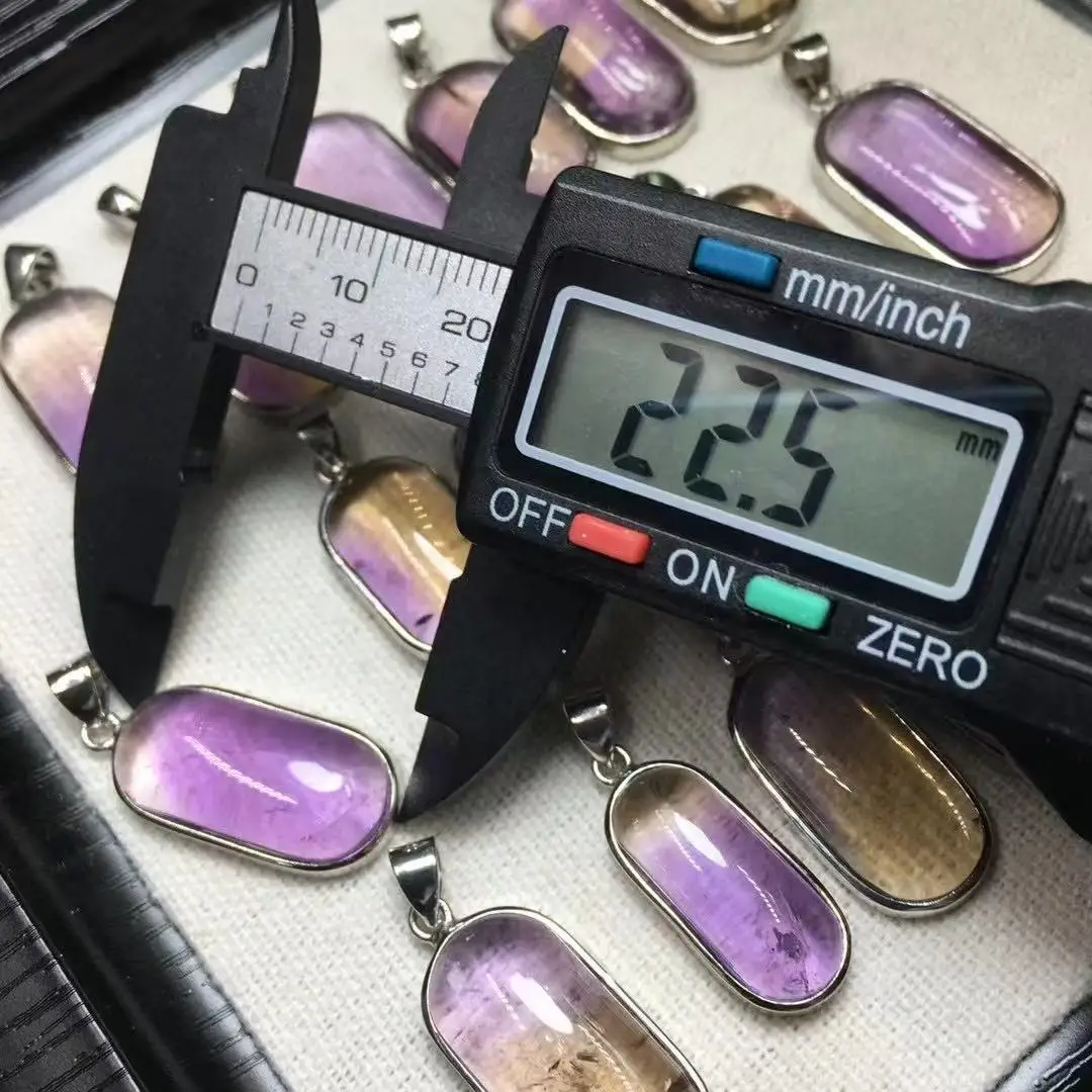 Цельный кулон из серебра 925 пробы с натуральным аметрином целебным кристаллом и