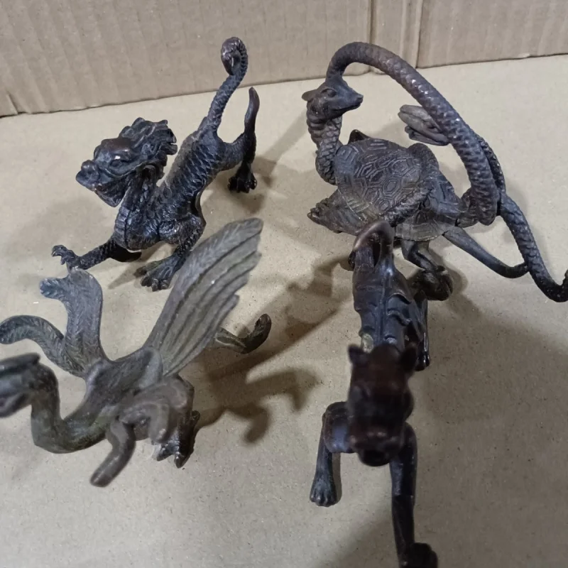 Wholesale Antique Collection Four Great Beasts Ornaments Blue Dragon White Tiger Zhuque Xuanwu Office Desktop Crafts