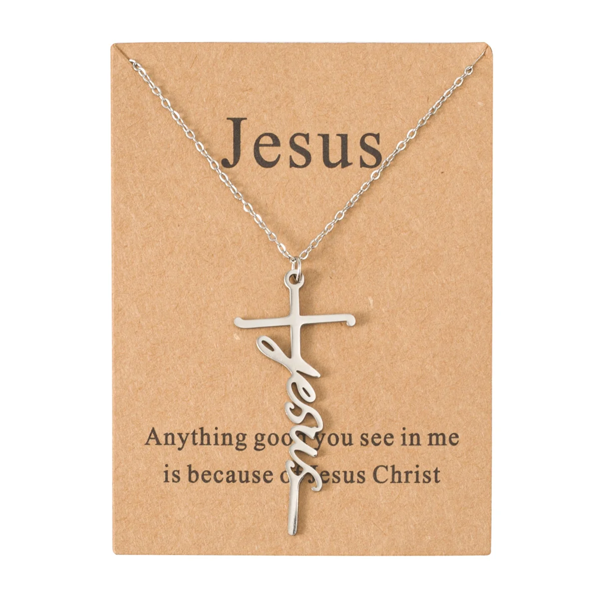 Stylowy naszyjnik z krzyżem ze stali nierdzewnej dla mężczyzn i kobiet napisem „Be Still” obrazem Jezusa Etniczny design ...