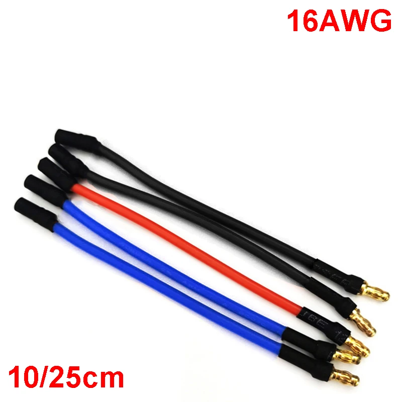 

5 шт. 3,5 мм разъем типа «банан» 16AWG силиконовый удлинитель 10 см 25 см для двигателя RC дрона ESC DIY детали синий/красный/черный