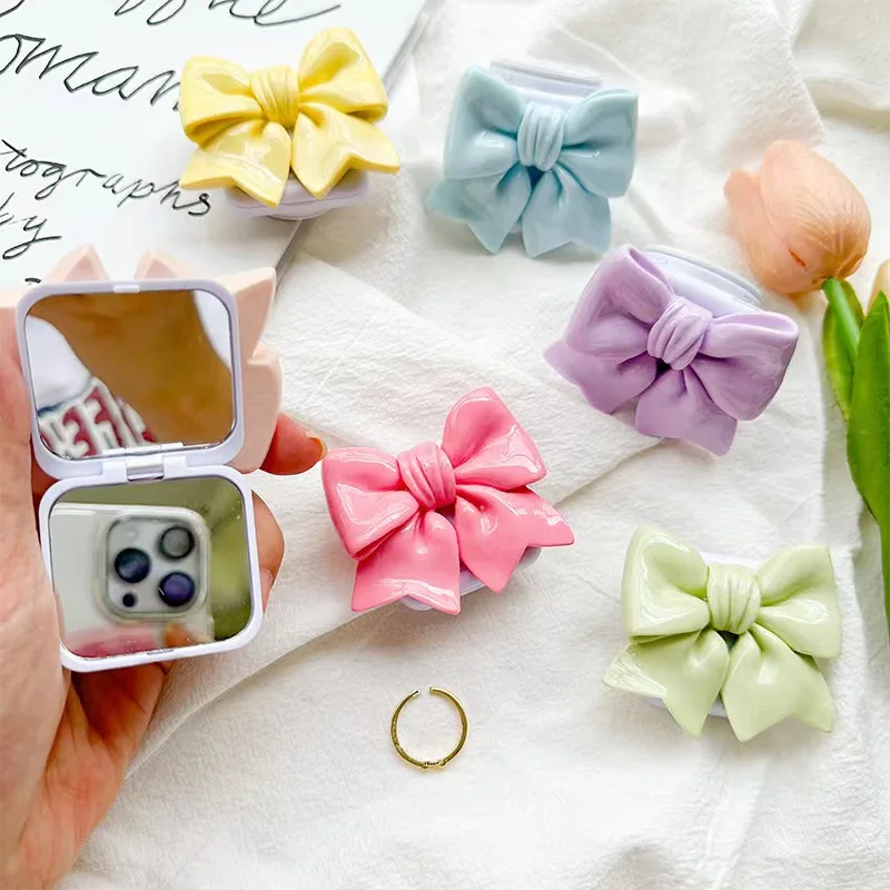 Новый квадратный зеркальный держатель для телефона с бантом цветным