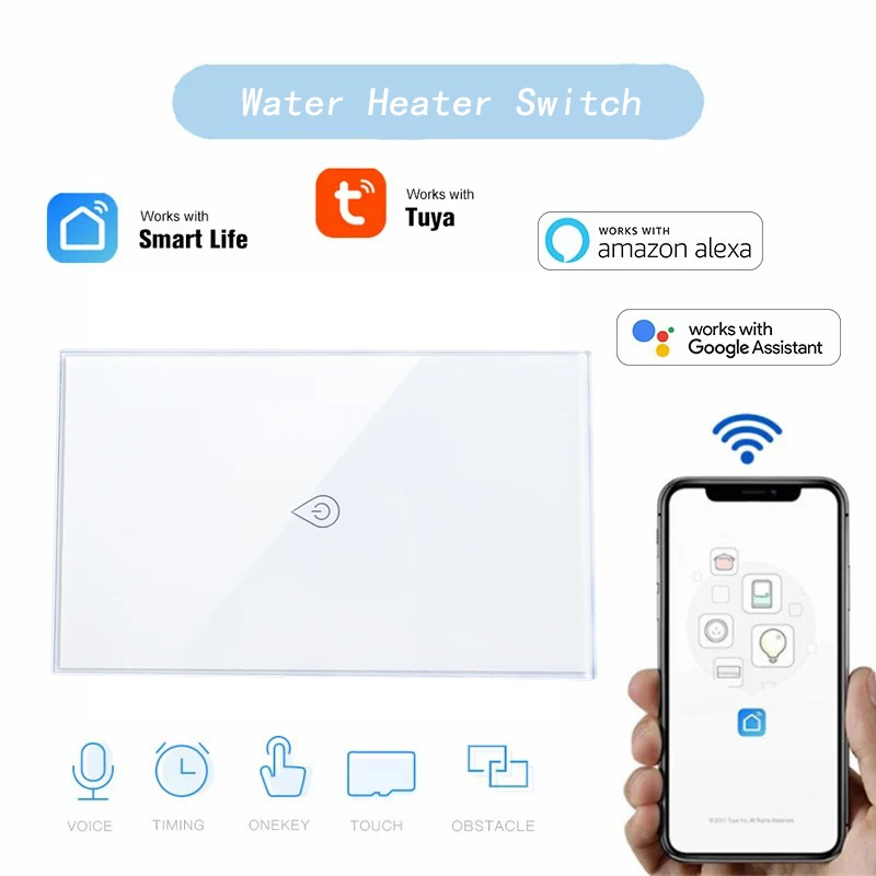 

wifi water heater boiler switch tuya smart life App Google home Alexay voice control AC110V 220V 3000W work touch switch