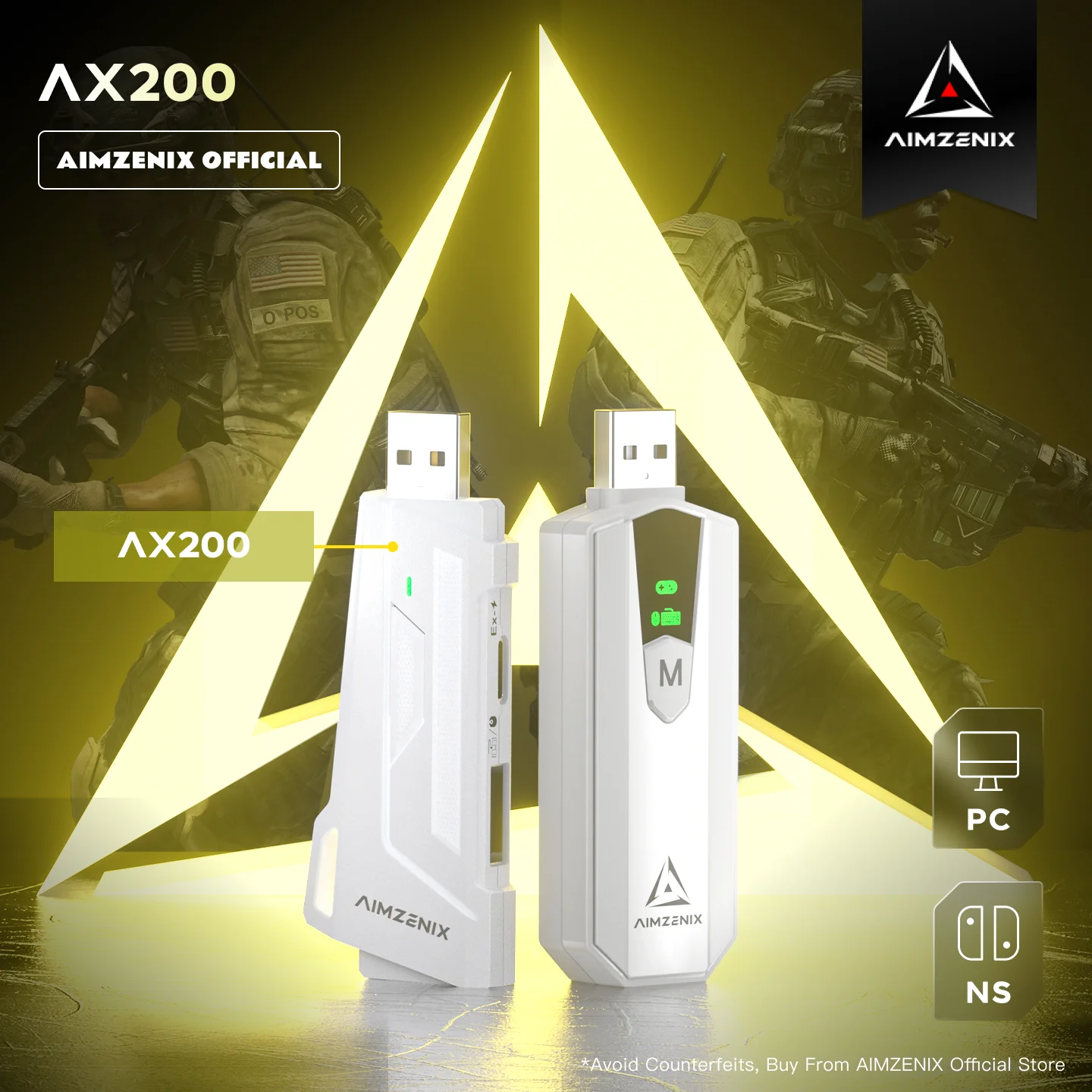 Фото Официальный Aimzenix — AX200 PC Gaming K&M конвертер/адаптер, Smart Rocker Macro, настройка приложения, для игры FPS, RTS, Apex №1