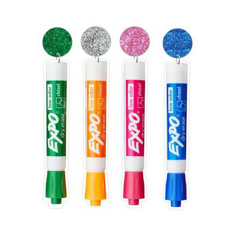 Акриловые серьги для женщин креативный аксессуар обучения цветная ручка белой