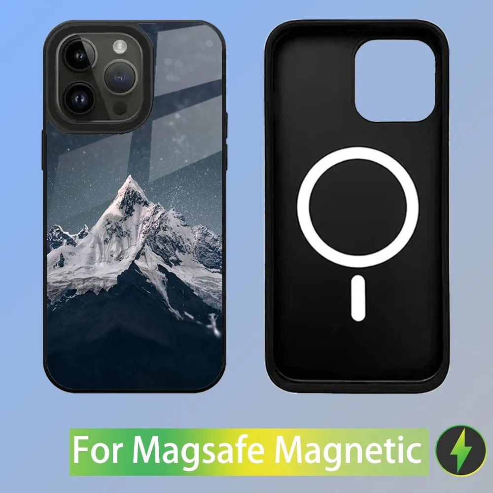 Крутой чехол для телефона Everest Snow Mountain iPhone 16 15 14 13 12 11 Plus Pro Max Mini Magsafe с магнитной