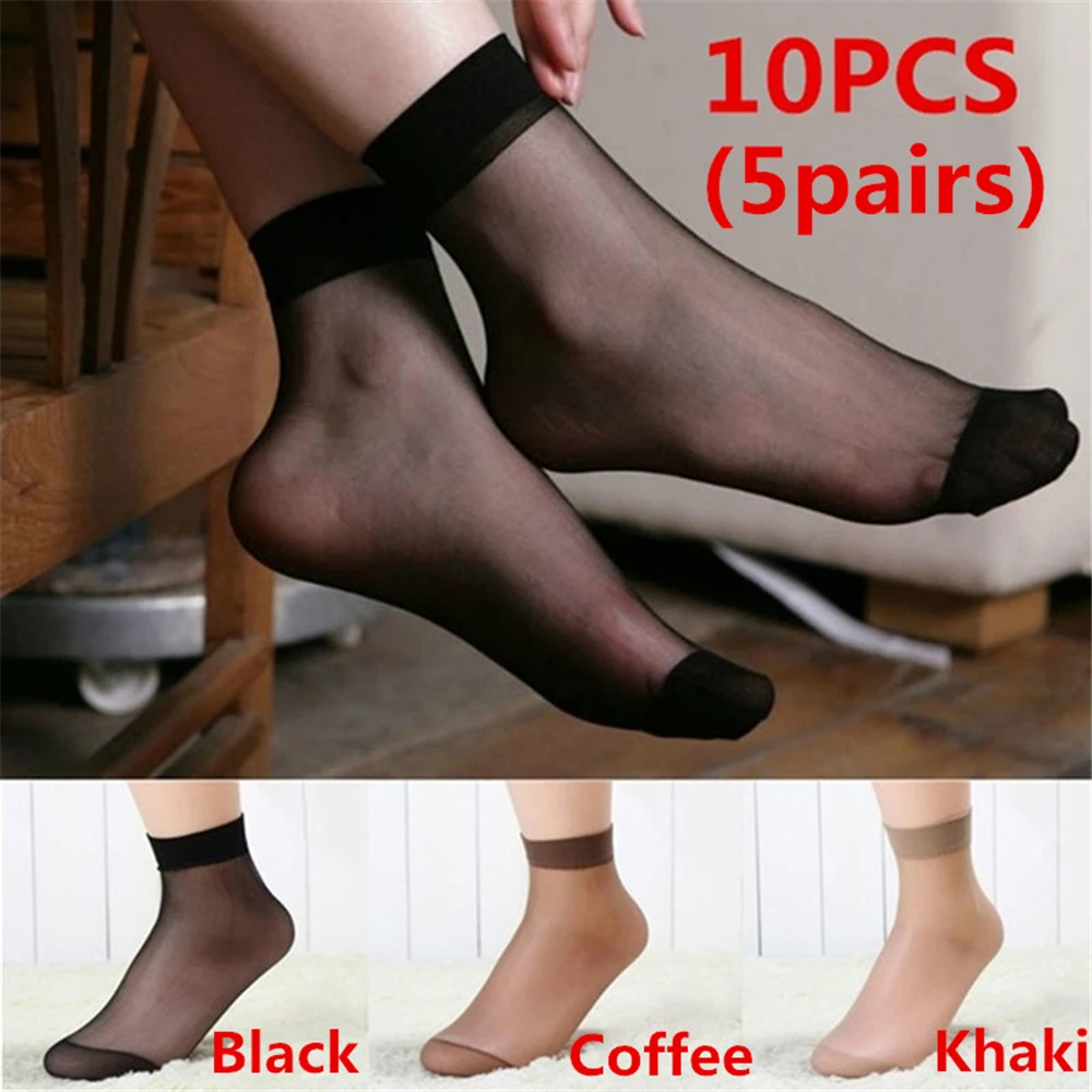 

5 Pairs / Lot Elegant Women Sexy Ultra-Thin Elastic Silky Socks Crystal Office Ladies Daily Casual Short Ankle Sokken Dropship