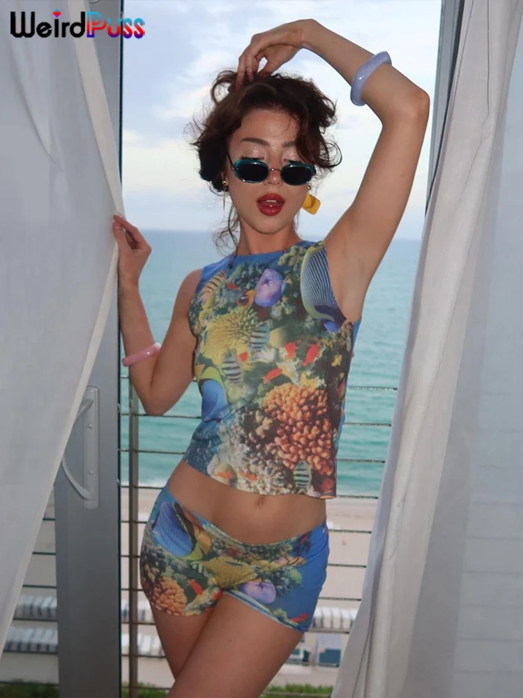 Женский комплект из искусственной кожи Weird Puss с принтом странных тюльпанов