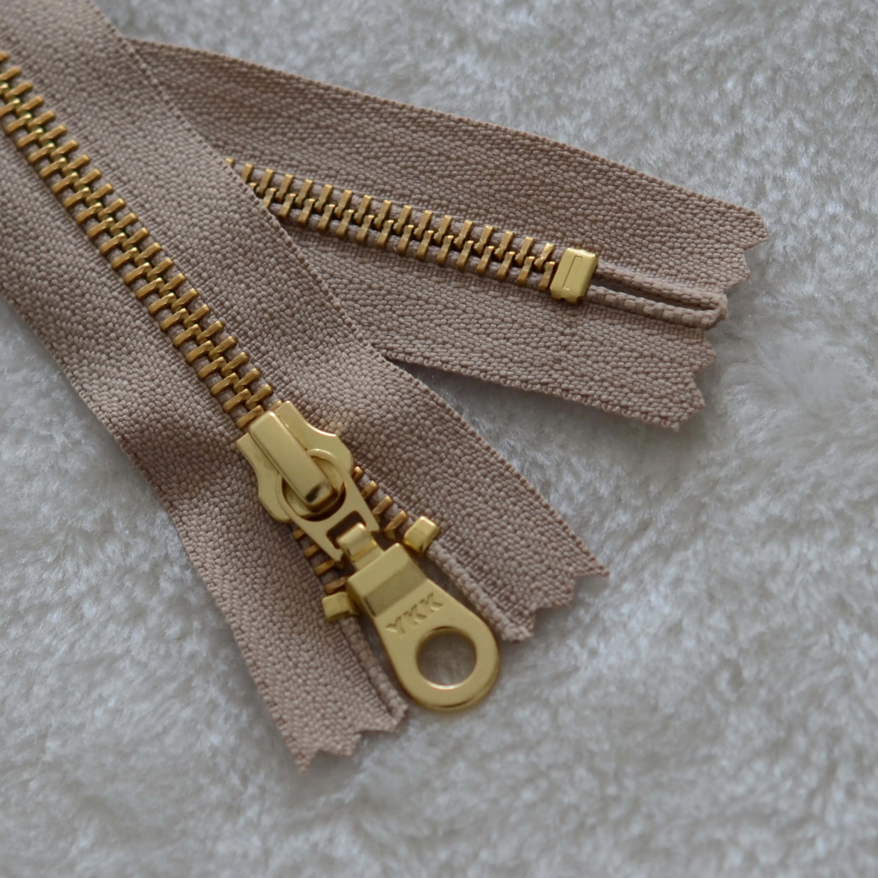 

(2)YKK Pocket 5 # Gold Copper Closed Light Khaki Women's Boots Zipper 15-60cm Men's Shoes YKK Metal Zipper