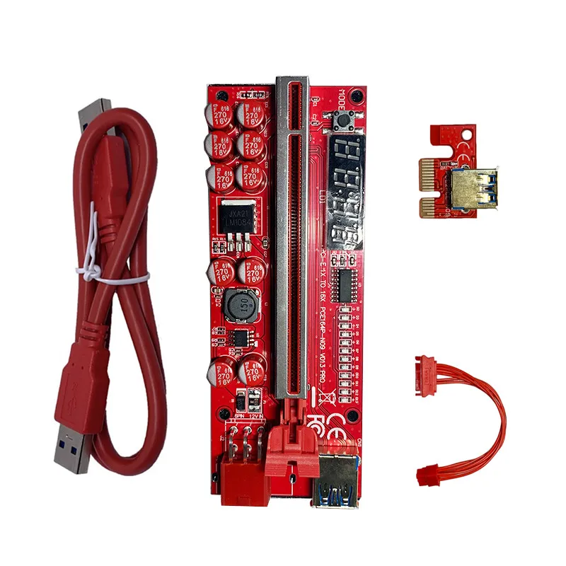 

Ver013 Pro Red Graphics Card Expansion Cable Adapter Tape Display Function 10 Capacitor 6p Power Supply Red Latest 60cm Cable