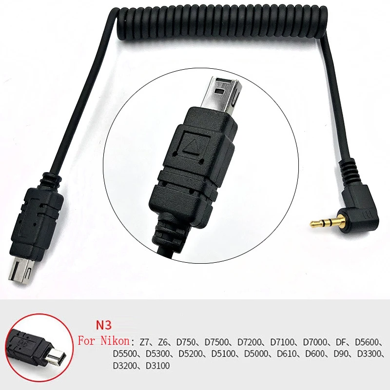 

10-100pcs 2.5/3.5-N3 Remote Shutter Release Connecting Cable For Nikon D90 D600 D7200 D7100 D7000, D5500 D5300 D5200 As N3