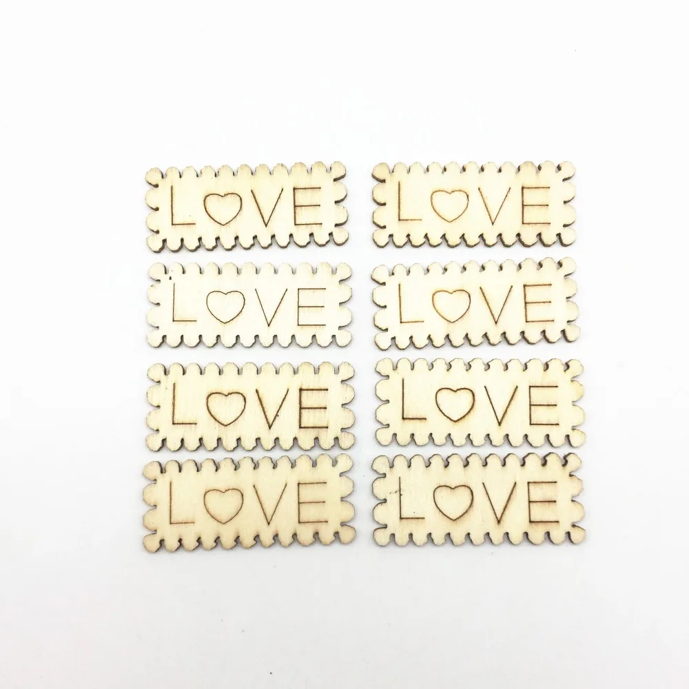 

1000 шт. 40x17 мм деревенская деревянная квадратная гирлянда чипы I LOVE YOU натуральные украшения для свадебных открыток DIY ремесла