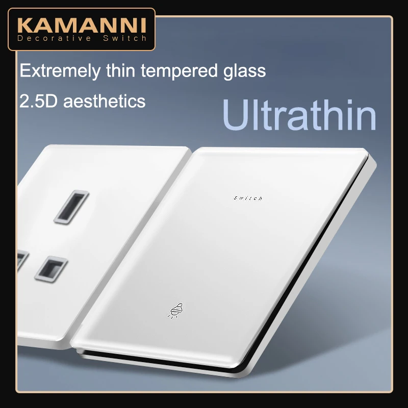 Перламутровый белый переключатель из закаленного стекла британская Европейская 16А ультра-тонкая панель с USB разъемом 1/2/3/4 банда 1/2 Way
