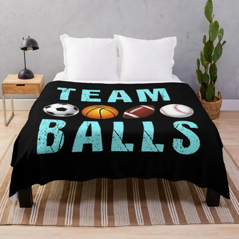 

Team Balls Funny Team Boy Gender Reveal Throw Blanket Extra Large Throw Blanket Retro Blankets