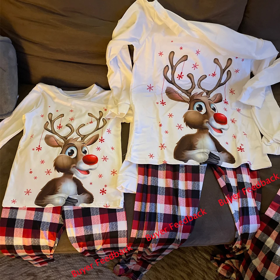 Winter 2022 Cotton Family Matching Christmas Pajamas New Year Mother Daughter Clothing Set Mom Daddy Baby Girl Boy Family Look