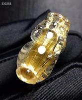 natural gold rutilated quartz pi xiu carved pendant necklace brazil 30 315 912 8mm gold rutilted women men jewelry aaaaaaa