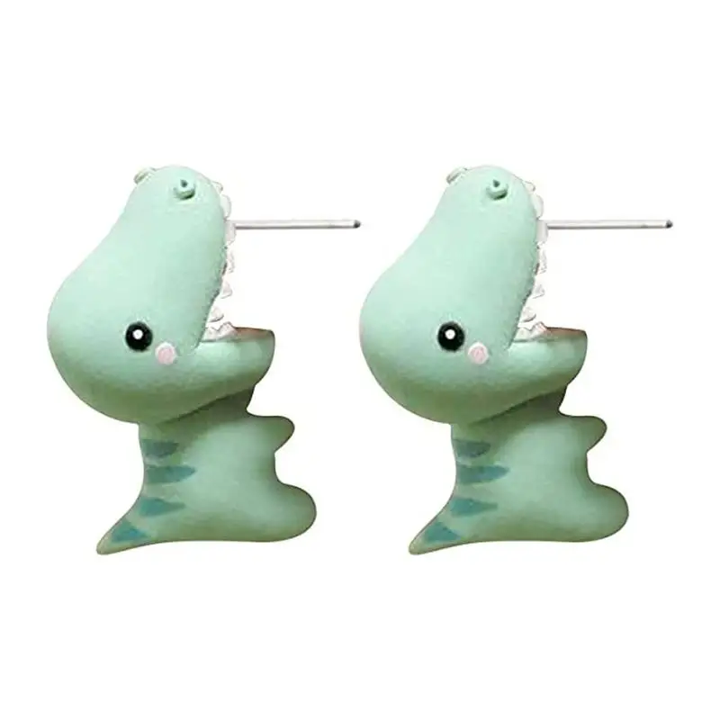 

Animal Stud Earrings For Teens Girls Cute 3D Polymer Cartoon Dinosaur Biting Ear Studs For Kids Girls Women Gifts Creative