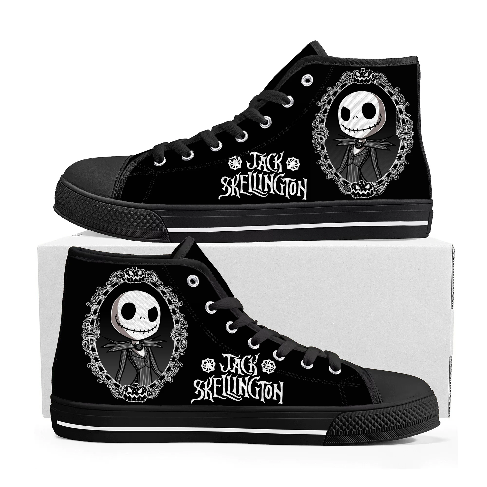 

Кроссовки мужские/женские высокие, холщовые, повседневная обувь для пар, Кошмар перед Рождеством, для подростков, обувь на заказ