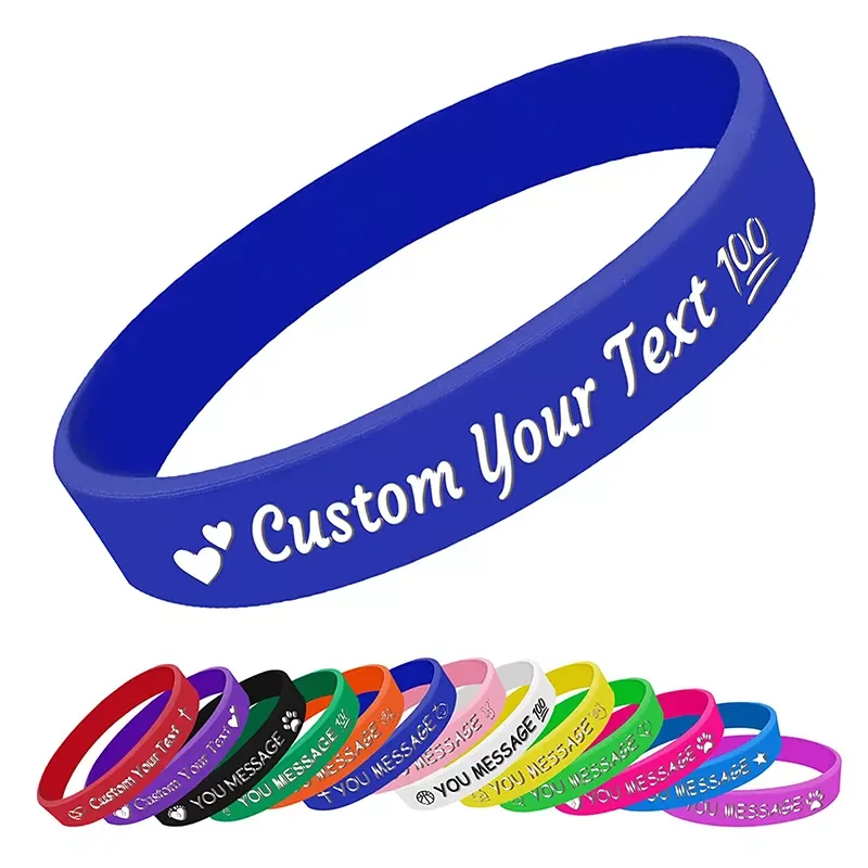 Custom color printing debossed logo funny cheap silicone rubber bracelet gift event promotion unisex silicone wristbands