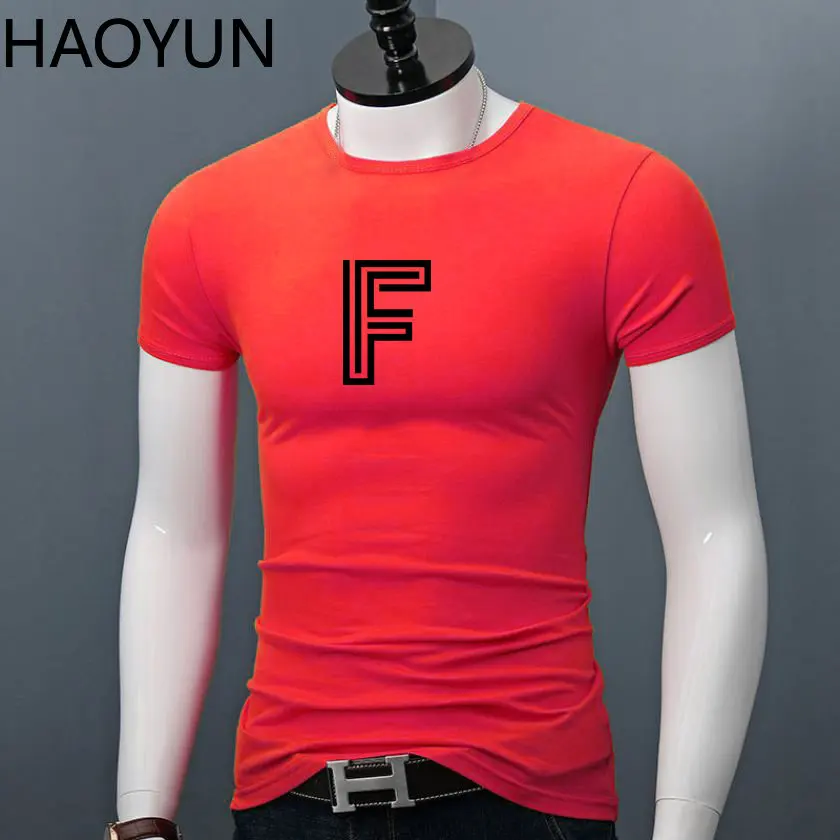 

European and American summer tide brand F letter printed short sleeve T-shirt for men slim all with short sleeve free shipping