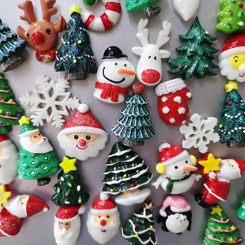 

Christmas Accessories DIY Ornaments Home Decoration Gift 1 Set Christmas Decoration Fridge Magnets Santa Claus Resin Accessories