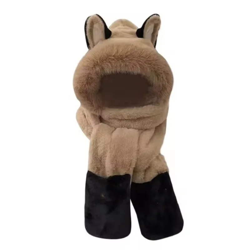 Зима новинка Firefox уши теплый пушистый лыжный шарф перчатки цельная шапка уличная