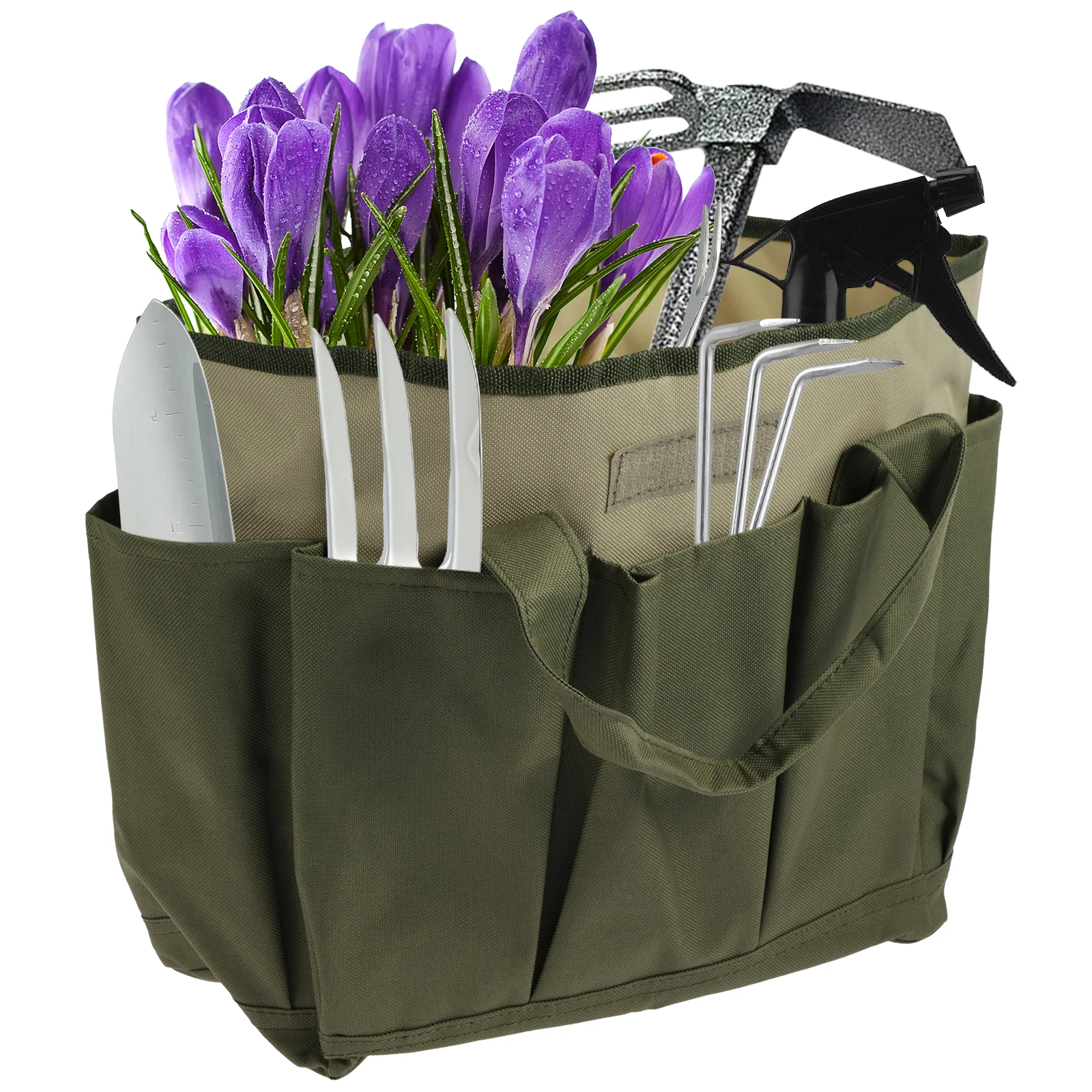 

L Garden Tool Bag with 8 Pockets Oxford Cloth Garden Tool Tote Bag Waterproof Tool Carrier Bag Heavy Duty Gardening Storage