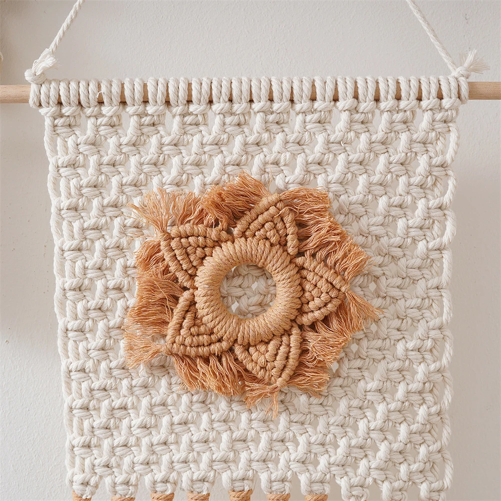 Ручная плетеная искусственная кожа в стиле бохо круглая настенная подвеска