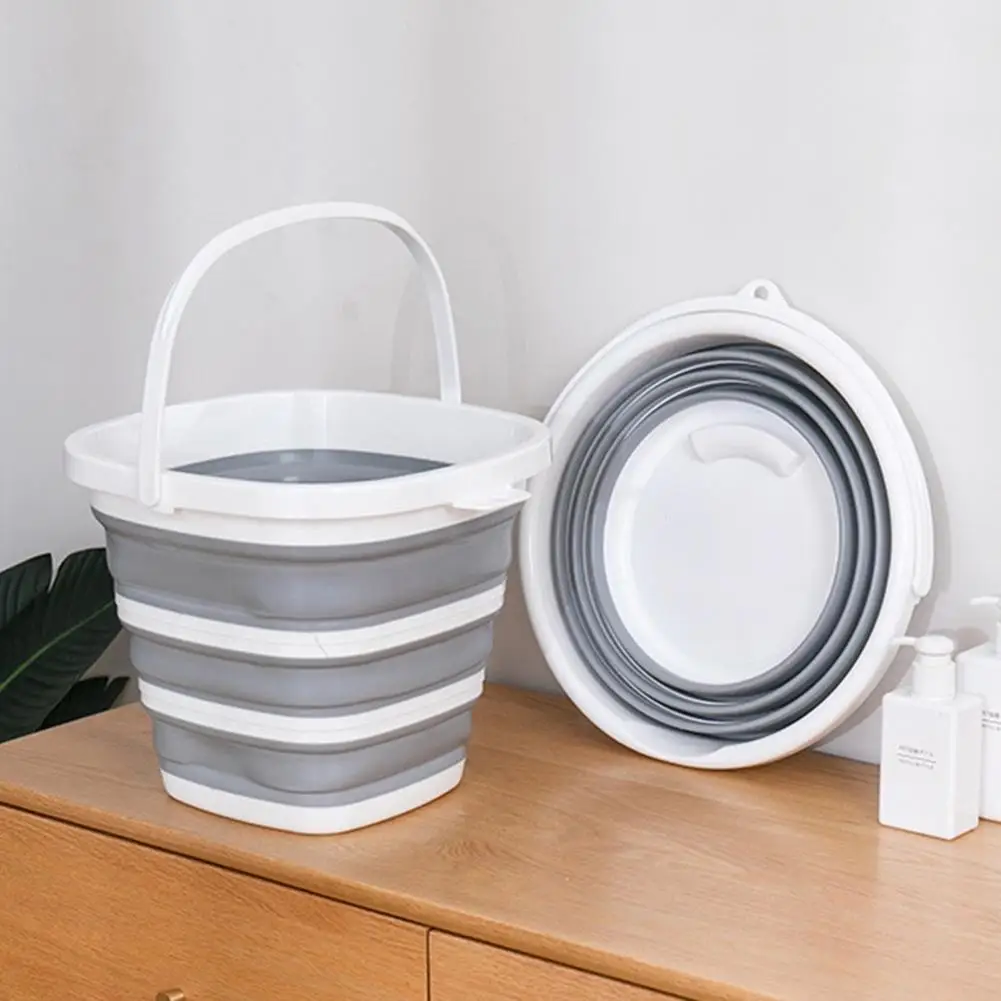 

10L Silicone Bucket For Fishing Folding Collapsible Bucket Car Wash Outdoor Fishing Square Barrel Bathroom Kitchen Camp Bucket