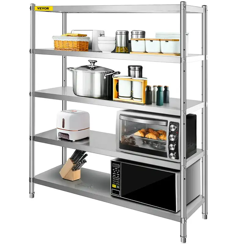 

Stainless Steel Shelving, 5-Tier Storage Shelving Unit, 70.9 x 17.7 x 59 inch Heavy Duty Storage Shelving,Stainless Steel Garage