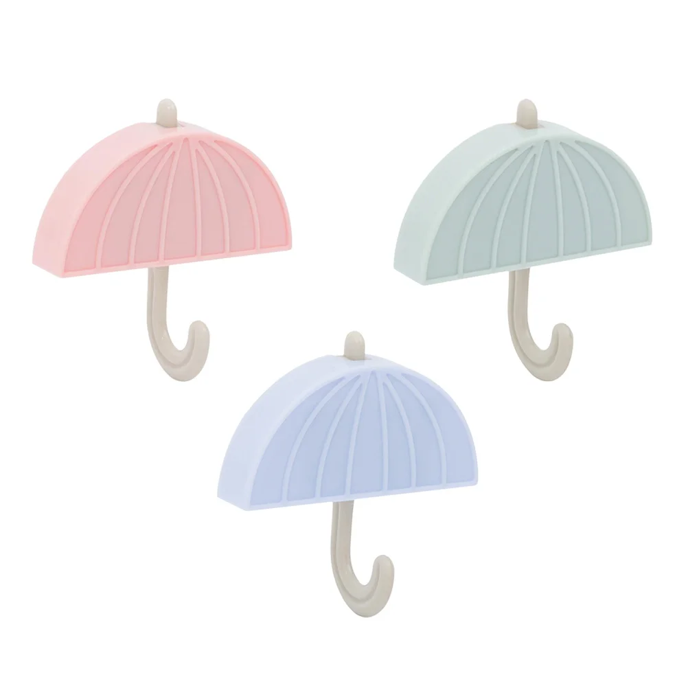 

3PCS Umbrella Shape Magnetic Hooks Removable Decorative Fridge Sticker Refrigerator Message Magnet Coat Hanger Key Holder