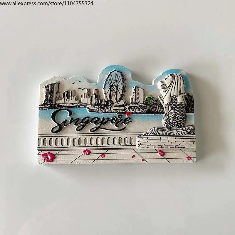 Фото Merlion Park Mobile Сингапурский магнит на холодильник, украшения для дома, трехмерные сувениры для путешествий по миру №2