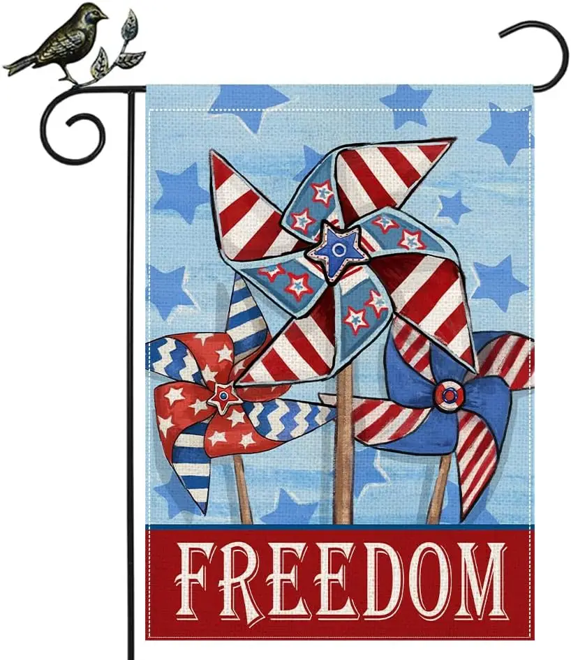 GEEORY 4 июля патриотический садовый флаг 12 5x18 дюймов синие звезды ветряная мельница