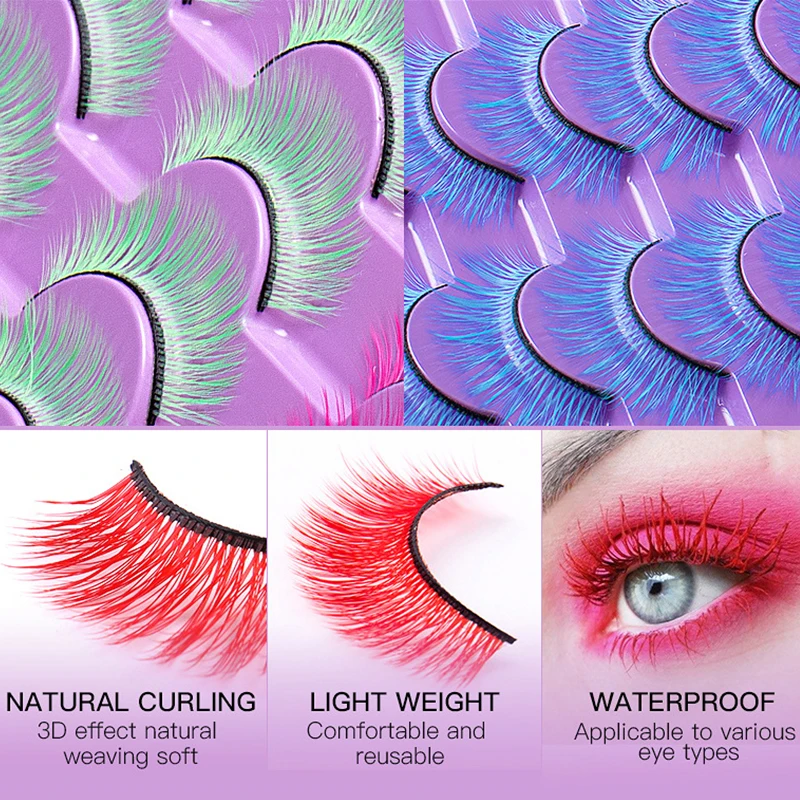 7/20 пар цветные накладные ресницы для Хэллоуина