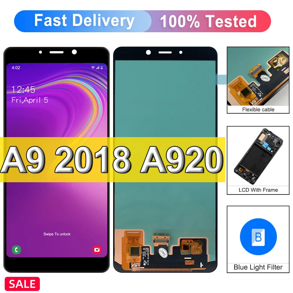 

Super AMOLED For Samsung Galaxy A9 2018 A920 A920F SM-A920F/DS LCD Display Touch Screen Digitizer Assembly For A9Star Pro Screen