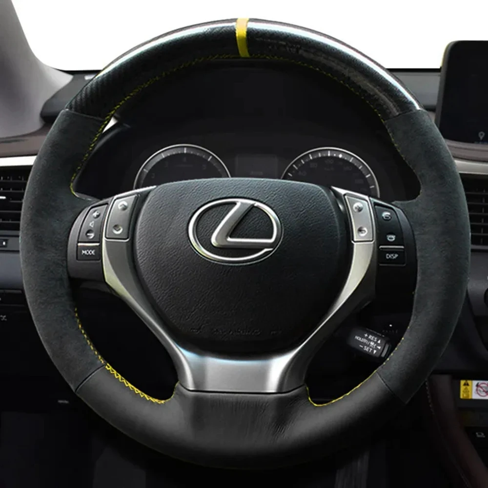 

DIY Car Steering Wheel Cover Anti-Slip Suede Carbon Fiber For Lexus RX270 RX350 ES250 ES300h GS250 GS300h 2013 Car Accessories
