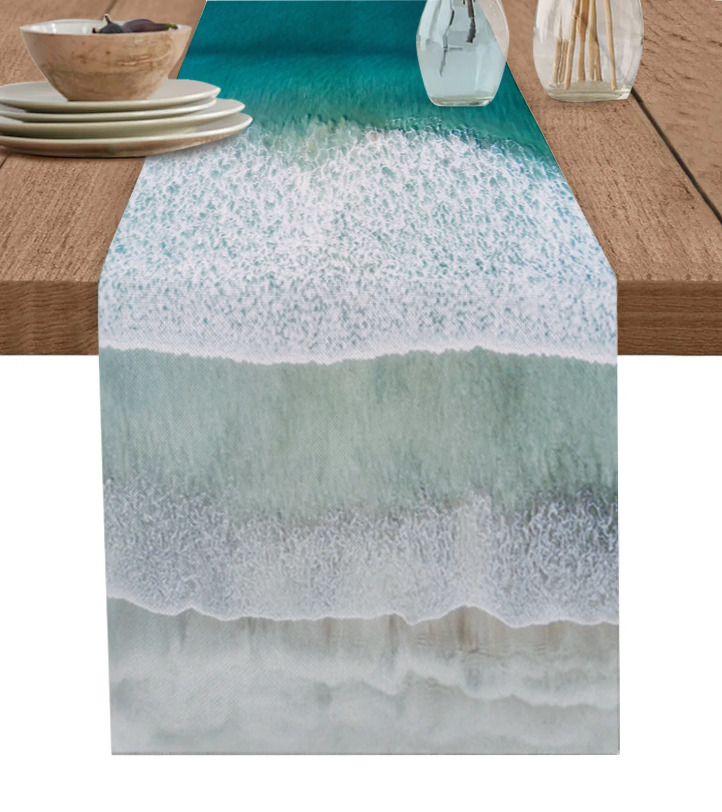 

Kitchen Table Runner Ocean Beach Gradual Waves Tablecloth Wedding Decor Holiday Dining Coffee Table Decor Placemat