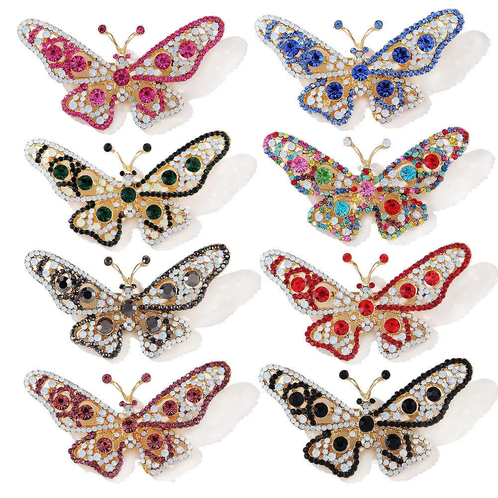 

Crystal Colorful Butterfly Pins Insect Ladies Accessories Clothing Backpack Brooch Enamel Lapel Pins Badge Wholesale