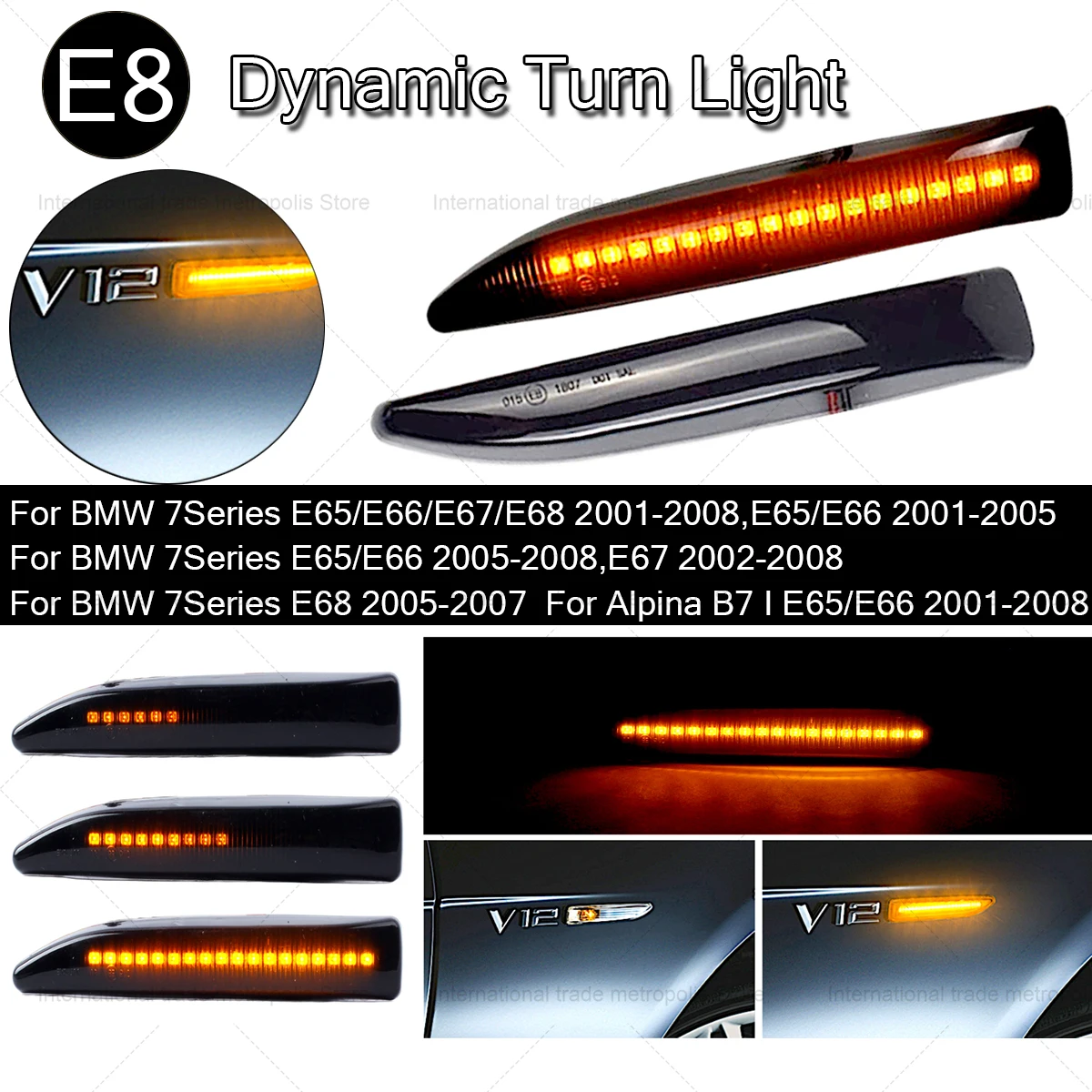 

For BMW Series 7 (E65/E66/E67/E68) 2001-2008 63137164757 position lamps for side position lights Dynamic LED turn signal