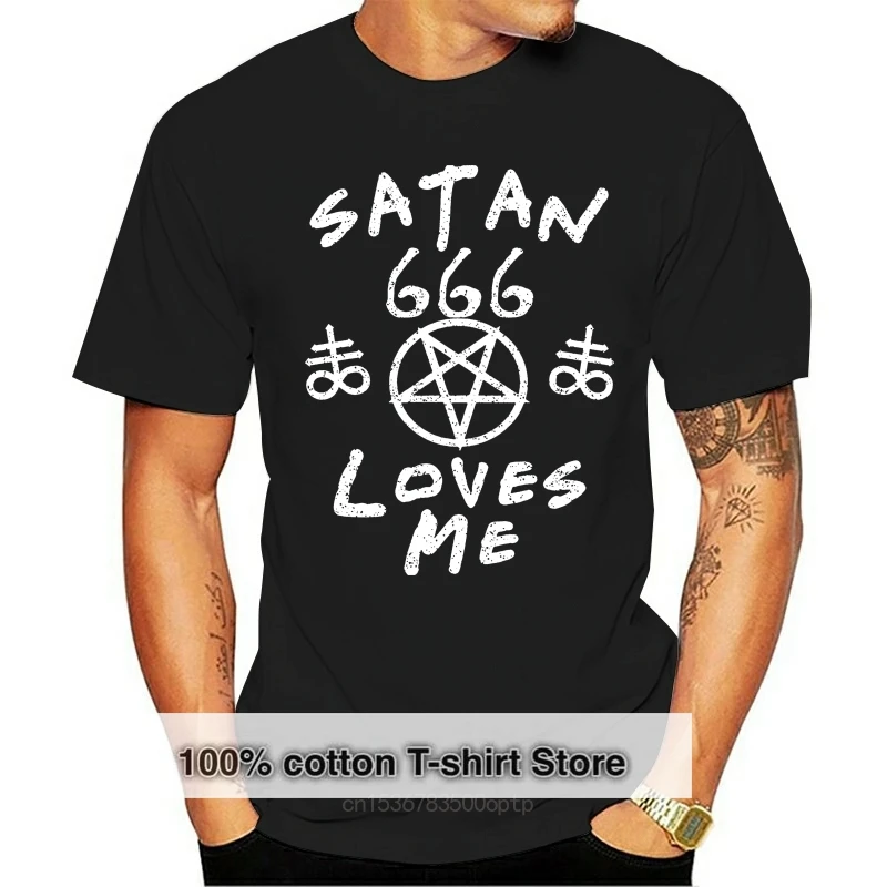 

SATAN LOVES ME T SHIRT SATANIC TSHIRT SATANISM SHIRT Men Fashion Cotton T-Shirts