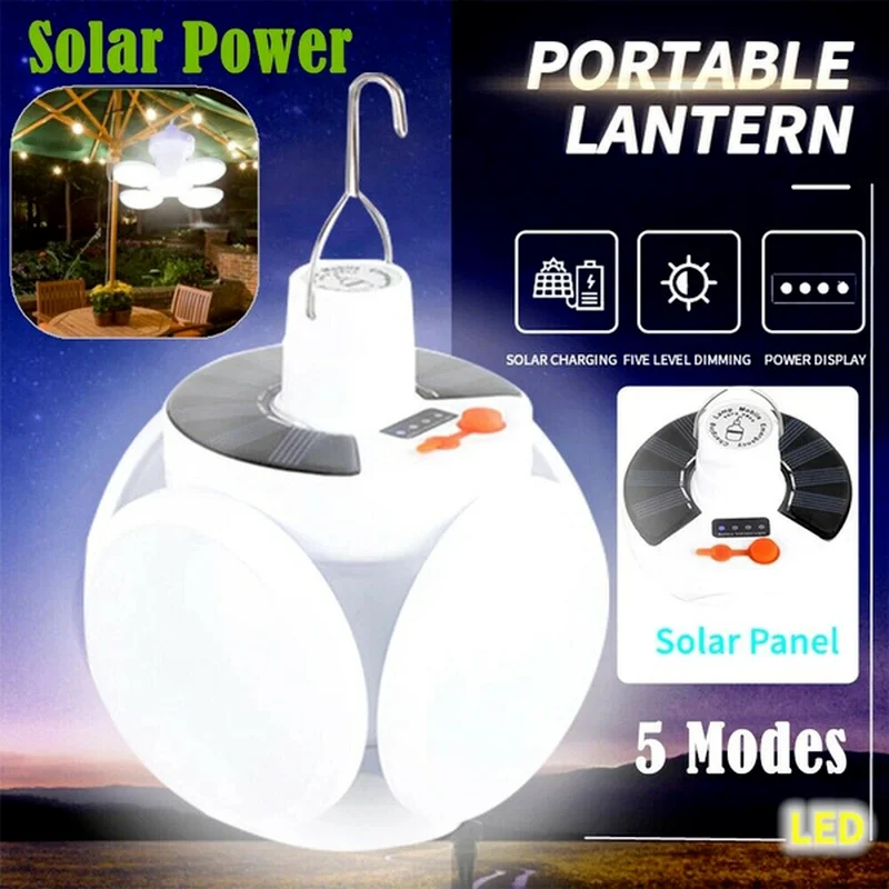 Solar Football Lamps Bulb Rechargeable LED Emergency Light Portable Foldable Outdoor Waterproof Gardening Decoration Camping