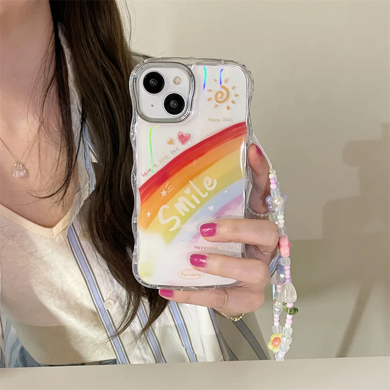 

Rainbow Heart Shaped Smiling Face Phone Case Cover for IPhone 11 12 13 14 Pro Max Shockproof Cases for IPhone 14 Pro Max Case