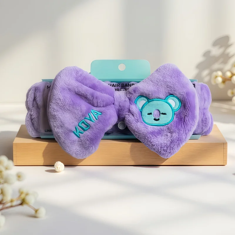 Фото Плюшевая эластичная повязка на голову BT21 с мультяшными персонажами, милые повязки для волос для девочек, для йоги и макияжа, мягкие теплые повязки для пар, подарок для девочек №3