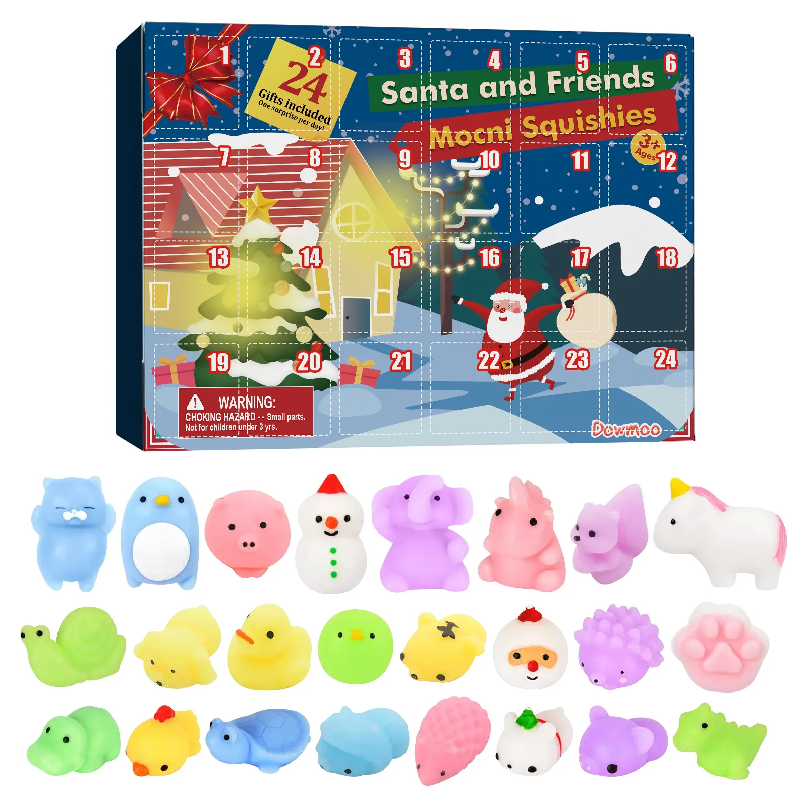 

Christmas Advent Calendar 24 Days Countdown Surprise Blind Box Squishy Cute Animals Decompression Toys for Kids Adult Gifts